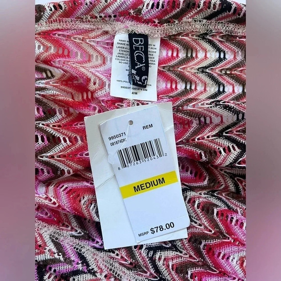 NWT Becca Red, Pink, Black Woven Drawstring Pants With Side Slits Women Size M L - Picture 5 of 9